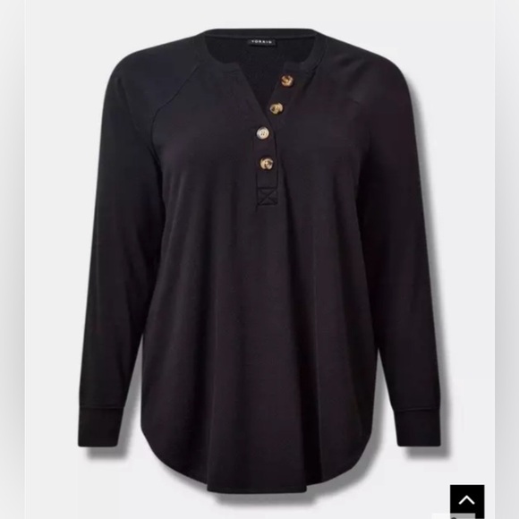 torrid Tops - Torrid Black Long Sleeve Henley Sweatshirt